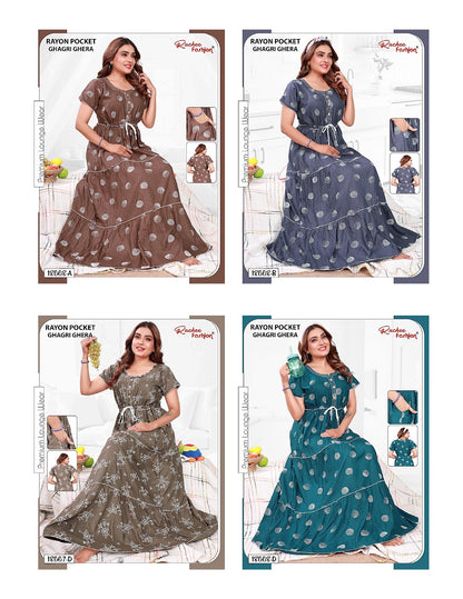 Rayon Ghagri 1711 Ruchee Fashion Night Gowns Manufacturer Ahmedabad