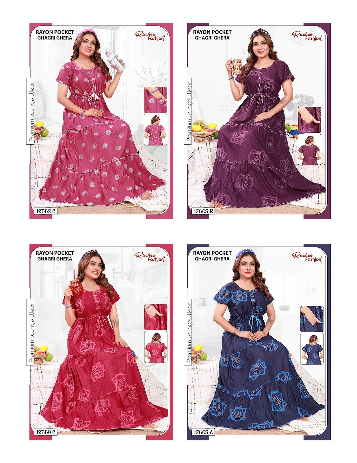 Rayon Ghagri 1711 Ruchee Fashion Night Gowns Manufacturer Ahmedabad