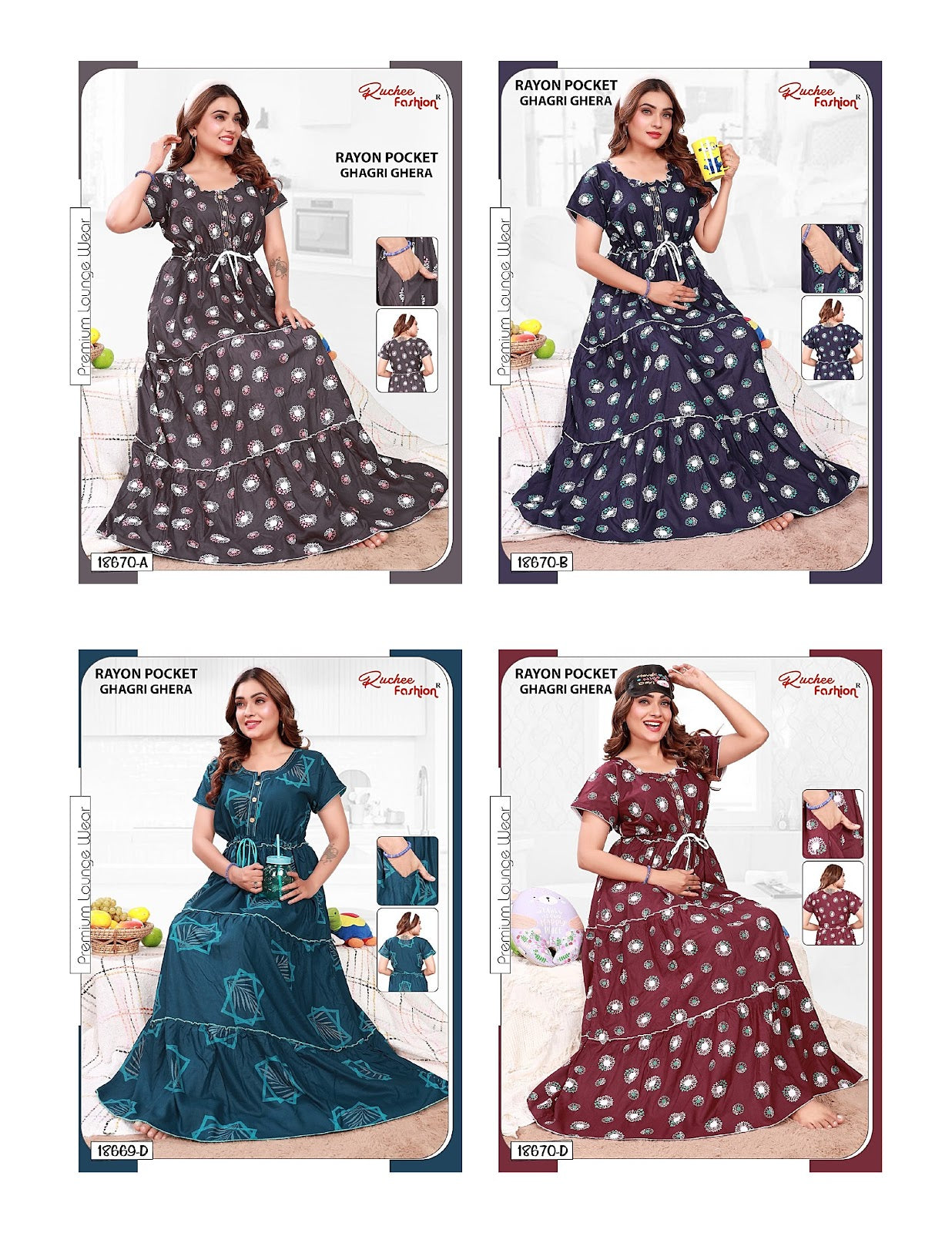 Rayon Ghagri 1711 Ruchee Fashion Night Gowns Manufacturer Ahmedabad