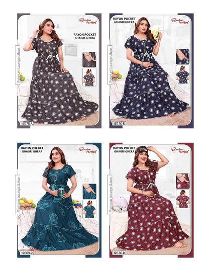 Rayon Ghagri 1711 Ruchee Fashion Night Gowns Manufacturer Ahmedabad