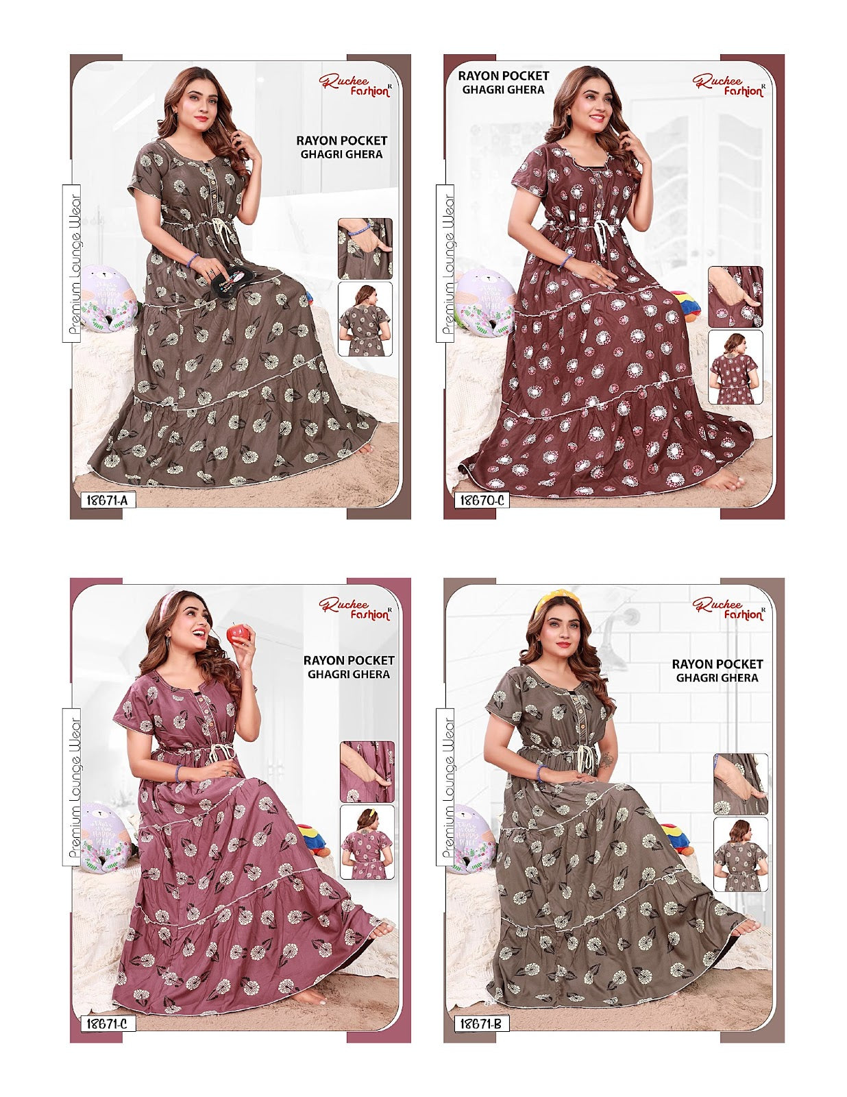 Rayon Ghagri 1711 Ruchee Fashion Night Gowns Manufacturer Ahmedabad