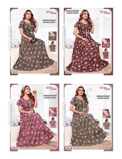 Rayon Ghagri 1711 Ruchee Fashion Night Gowns Manufacturer Ahmedabad