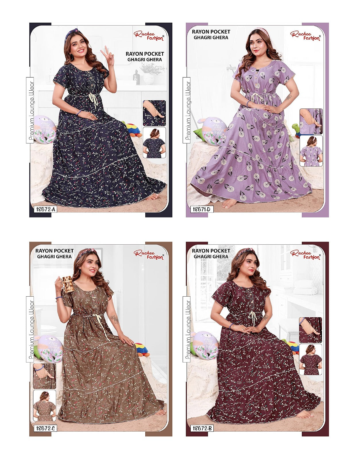 Rayon Ghagri 1711 Ruchee Fashion Night Gowns Manufacturer Ahmedabad