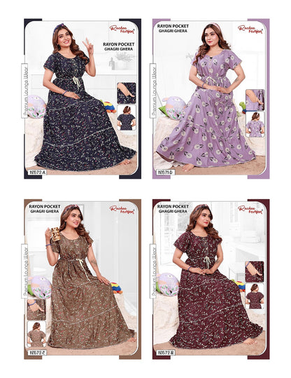 Rayon Ghagri 1711 Ruchee Fashion Night Gowns Manufacturer Ahmedabad