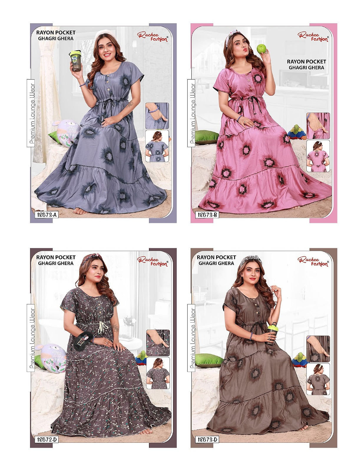 Rayon Ghagri 1711 Ruchee Fashion Night Gowns Manufacturer Ahmedabad