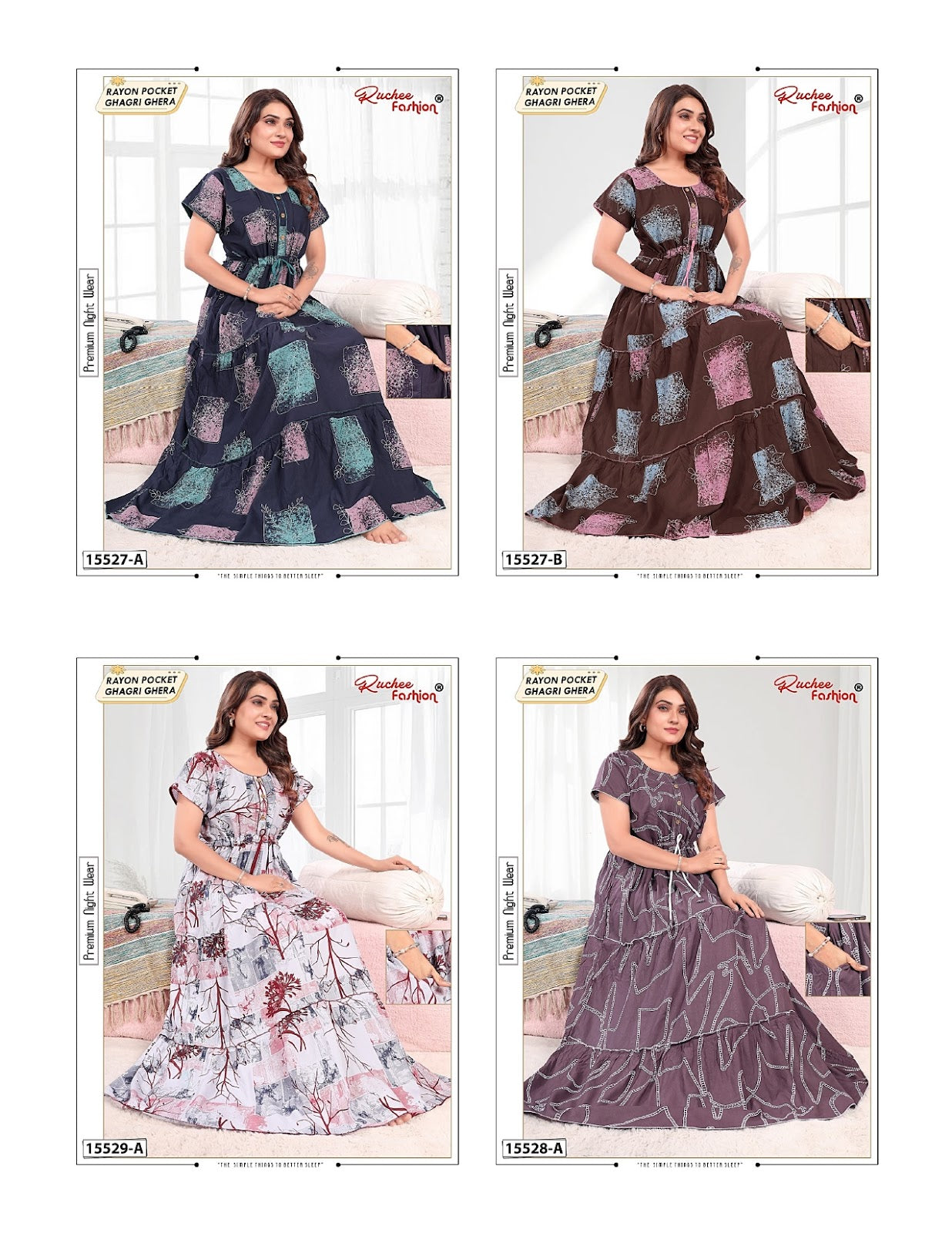 Rayon Ghagri 1908 Ruchee Fashion Night Gowns Exporter Ahmedabad