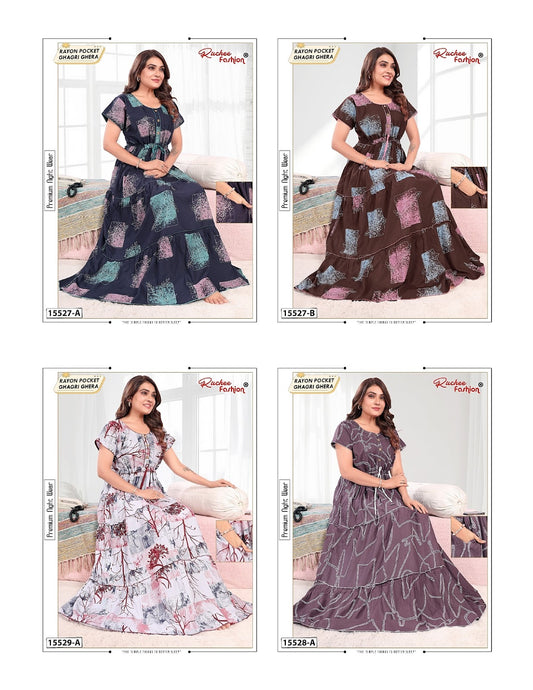 Rayon Ghagri 1908 Ruchee Fashion Night Gowns Exporter Ahmedabad