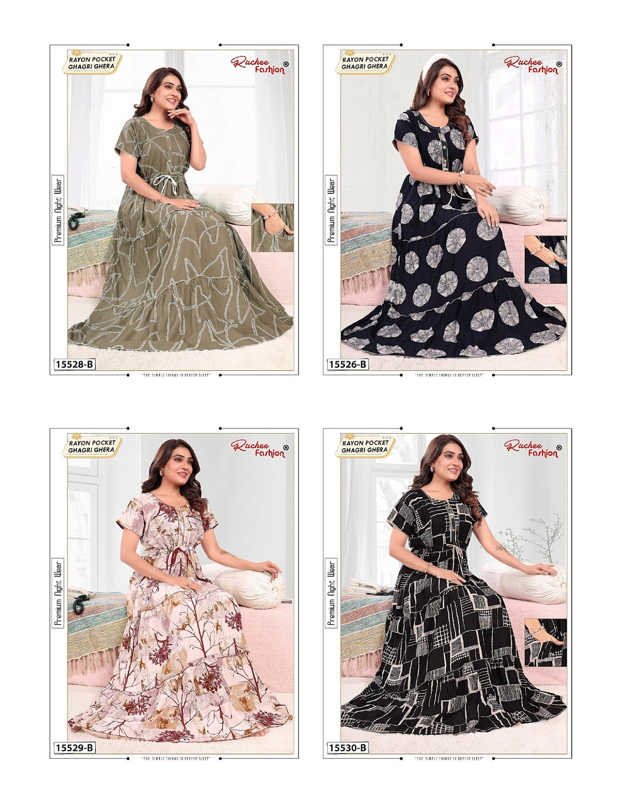 Rayon Ghagri 1908 Ruchee Fashion Night Gowns Exporter Ahmedabad