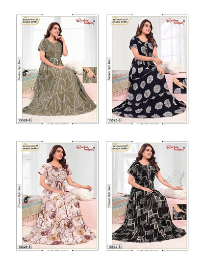 Rayon Ghagri 1908 Ruchee Fashion Night Gowns Exporter Ahmedabad