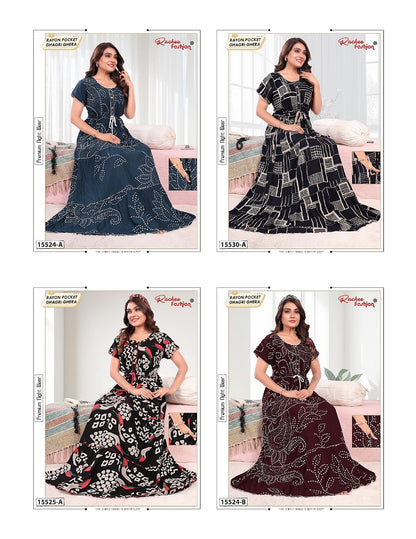 Rayon Ghagri 1908 Ruchee Fashion Night Gowns Exporter Ahmedabad