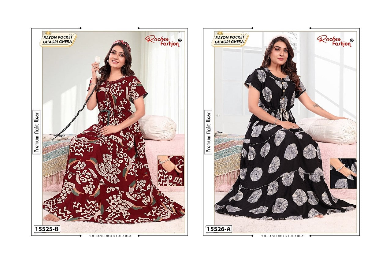 Rayon Ghagri 1908 Ruchee Fashion Night Gowns Exporter Ahmedabad