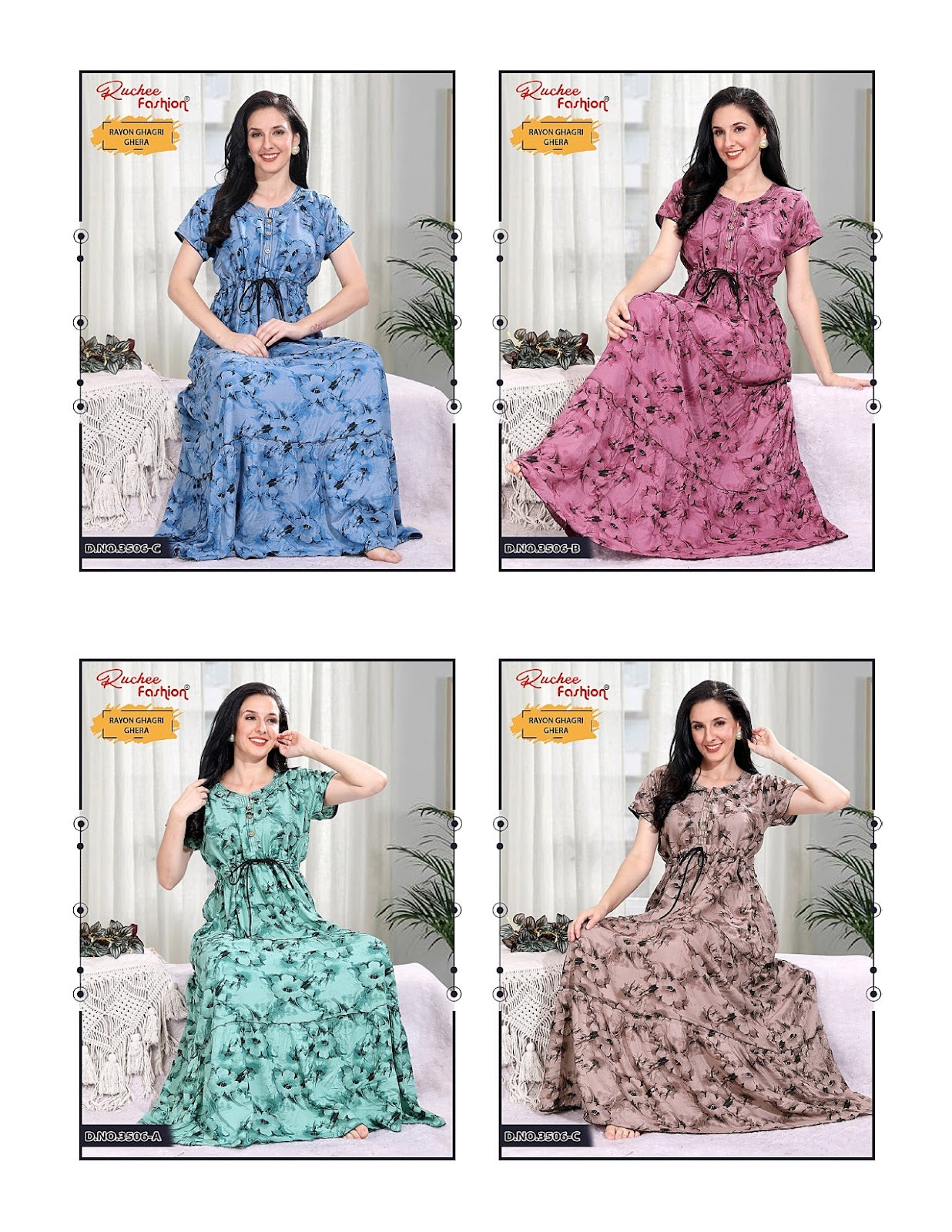 Rayon Ghagri Ruchee Fashion Night Gowns Wholesale Price