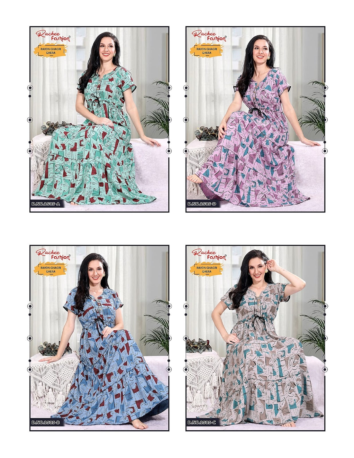 Rayon Ghagri Ruchee Fashion Night Gowns Wholesale Price