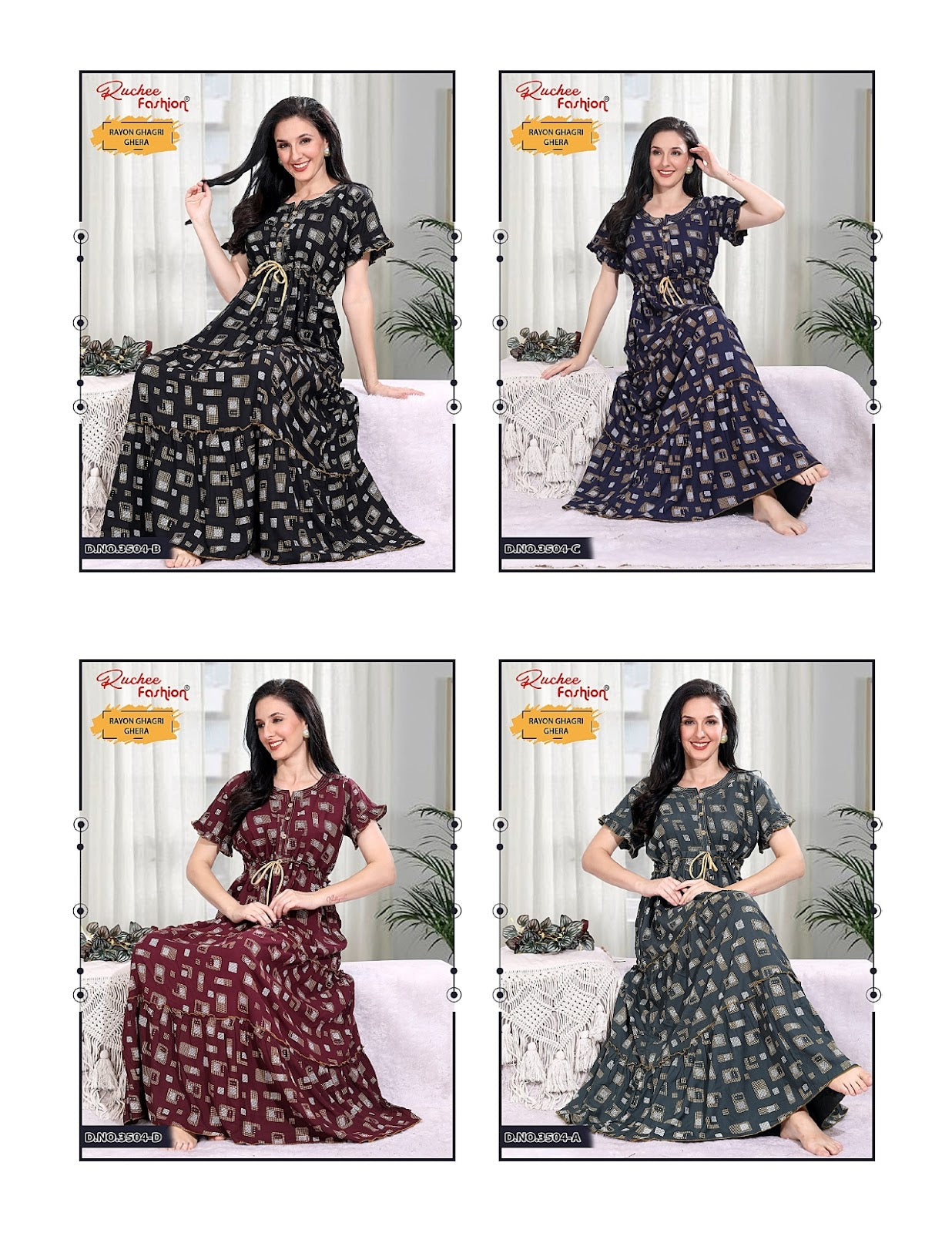 Rayon Ghagri Ruchee Fashion Night Gowns Wholesale Price