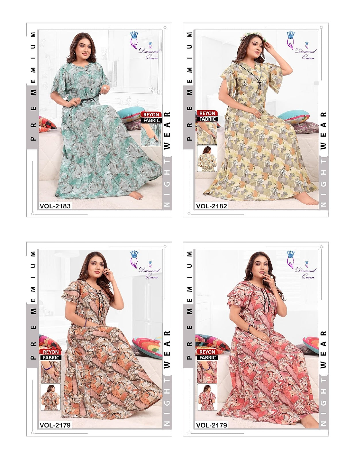 Rayon Ghera 0105 Diamond Queen Night Gowns Wholesale