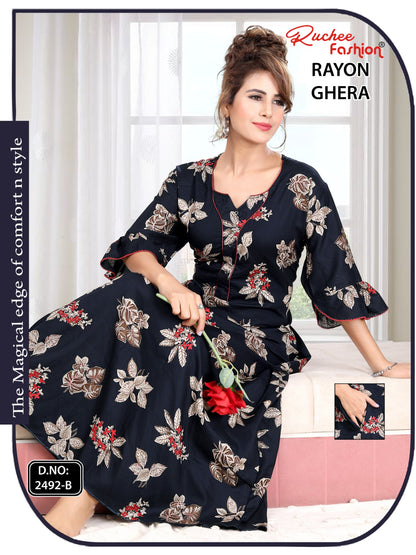 Triveni 090125 Zoya Chikan Anarkali Kurtis Wholesaler Ahmedabad