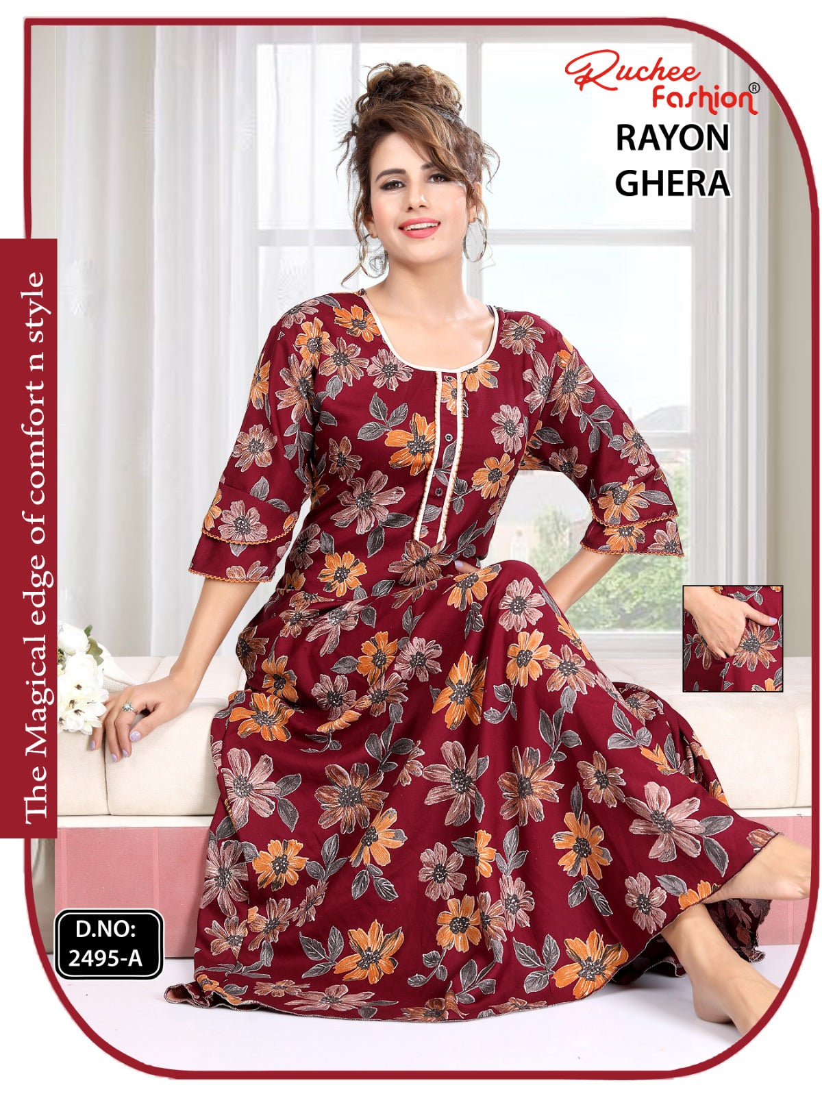 Triveni 090125 Zoya Chikan Anarkali Kurtis Wholesaler Ahmedabad