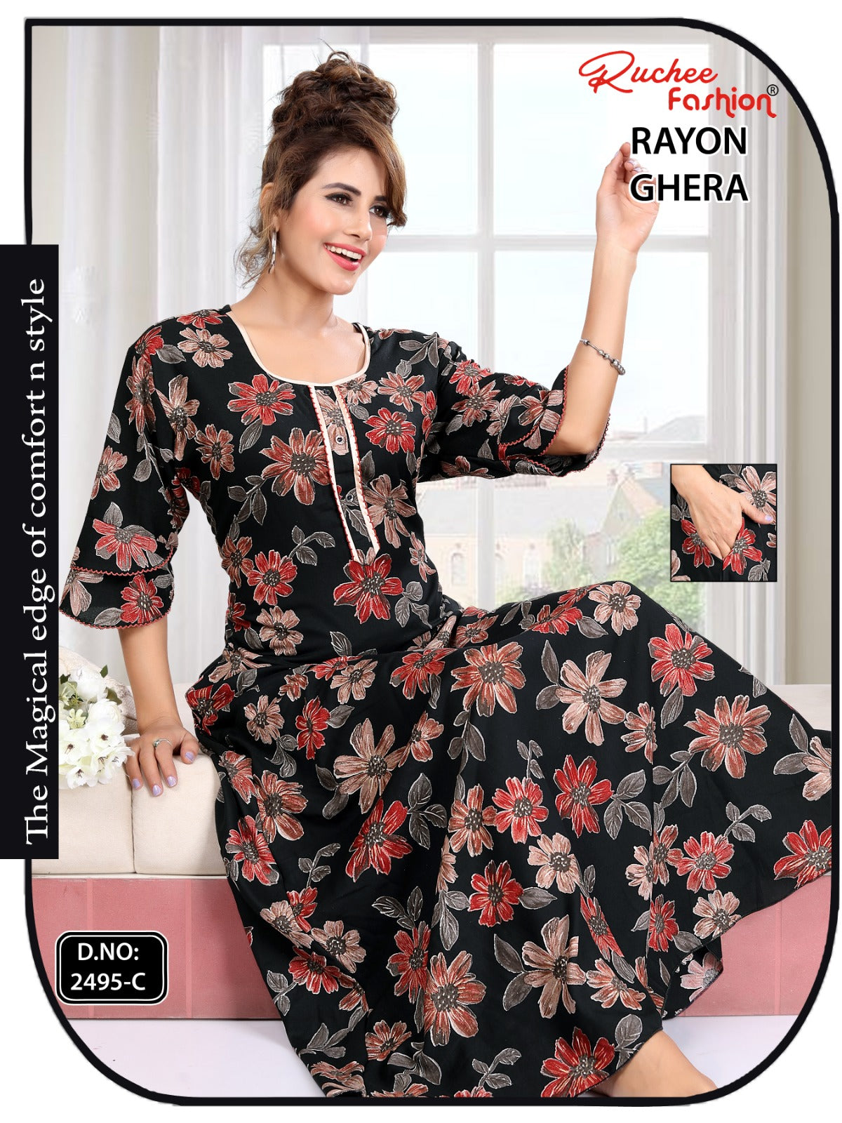 Triveni 090125 Zoya Chikan Anarkali Kurtis Wholesaler Ahmedabad