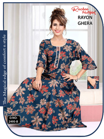 Triveni 090125 Zoya Chikan Anarkali Kurtis Wholesaler Ahmedabad
