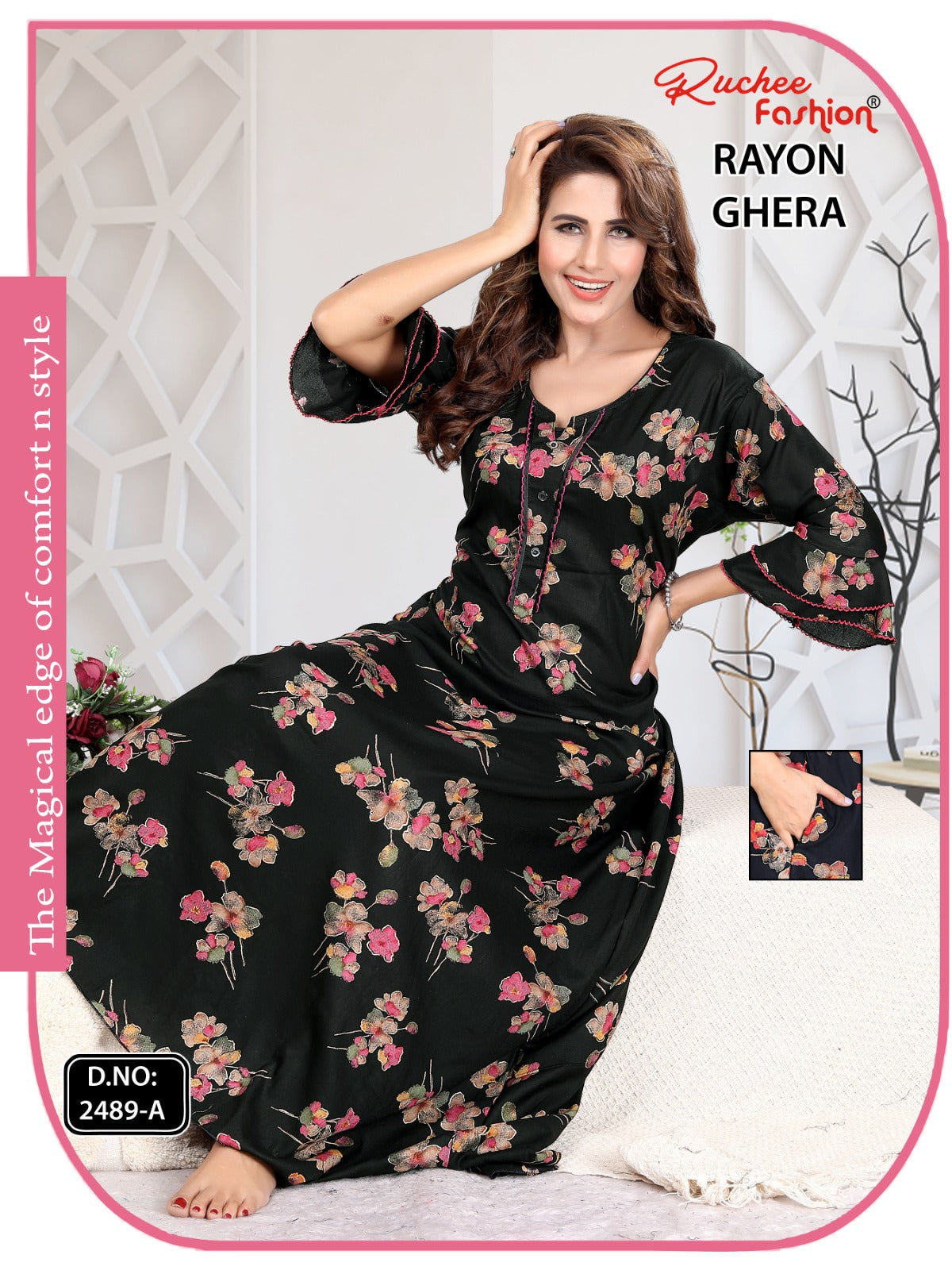 Triveni 090125 Zoya Chikan Anarkali Kurtis Wholesaler Ahmedabad