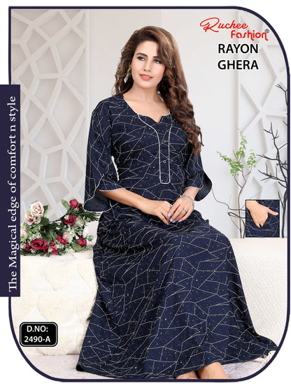 Triveni 090125 Zoya Chikan Anarkali Kurtis Wholesaler Ahmedabad