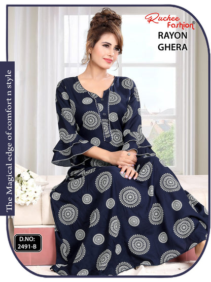 Triveni 090125 Zoya Chikan Anarkali Kurtis Wholesaler Ahmedabad