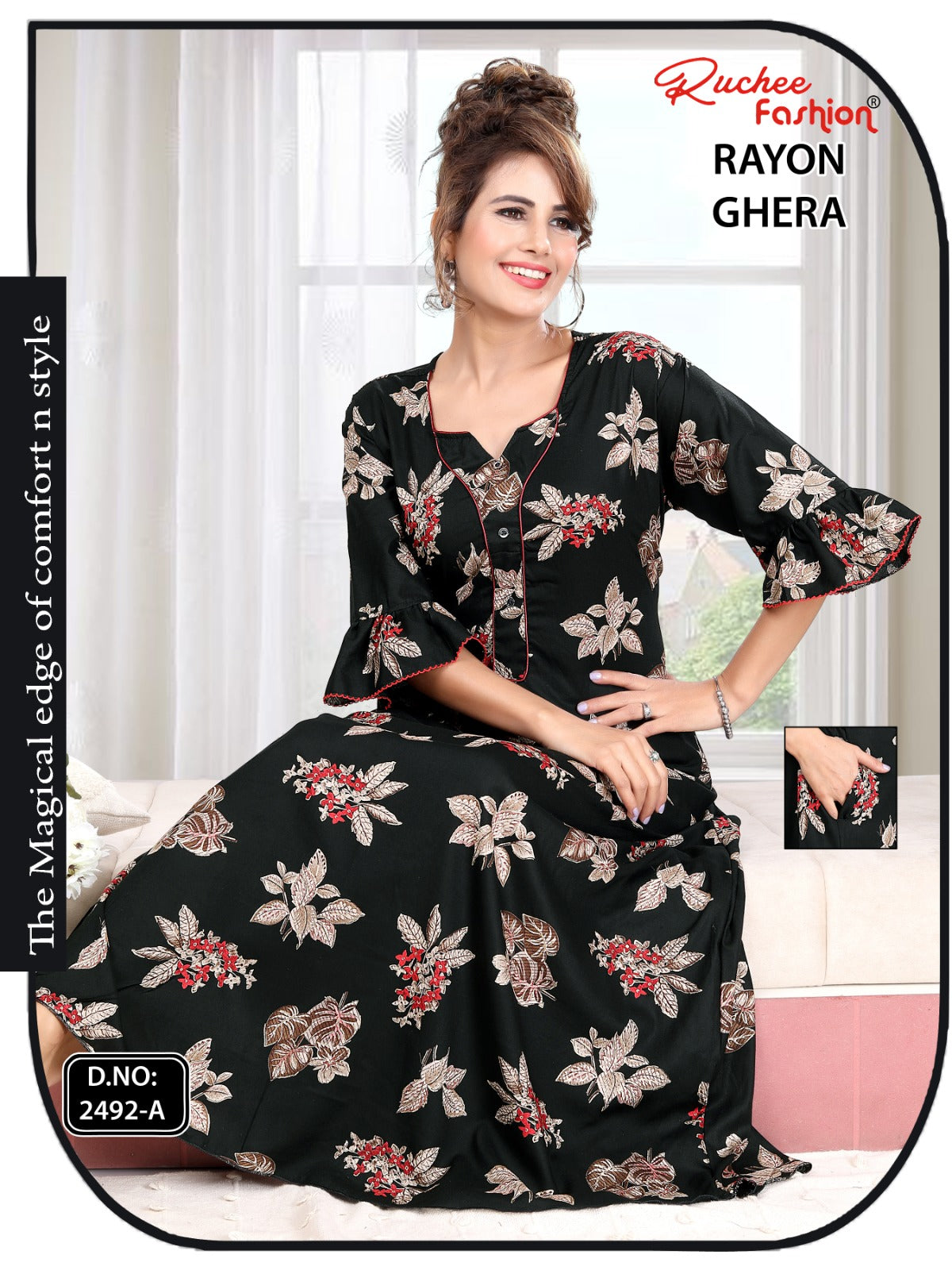 Triveni 090125 Zoya Chikan Anarkali Kurtis Wholesaler Ahmedabad