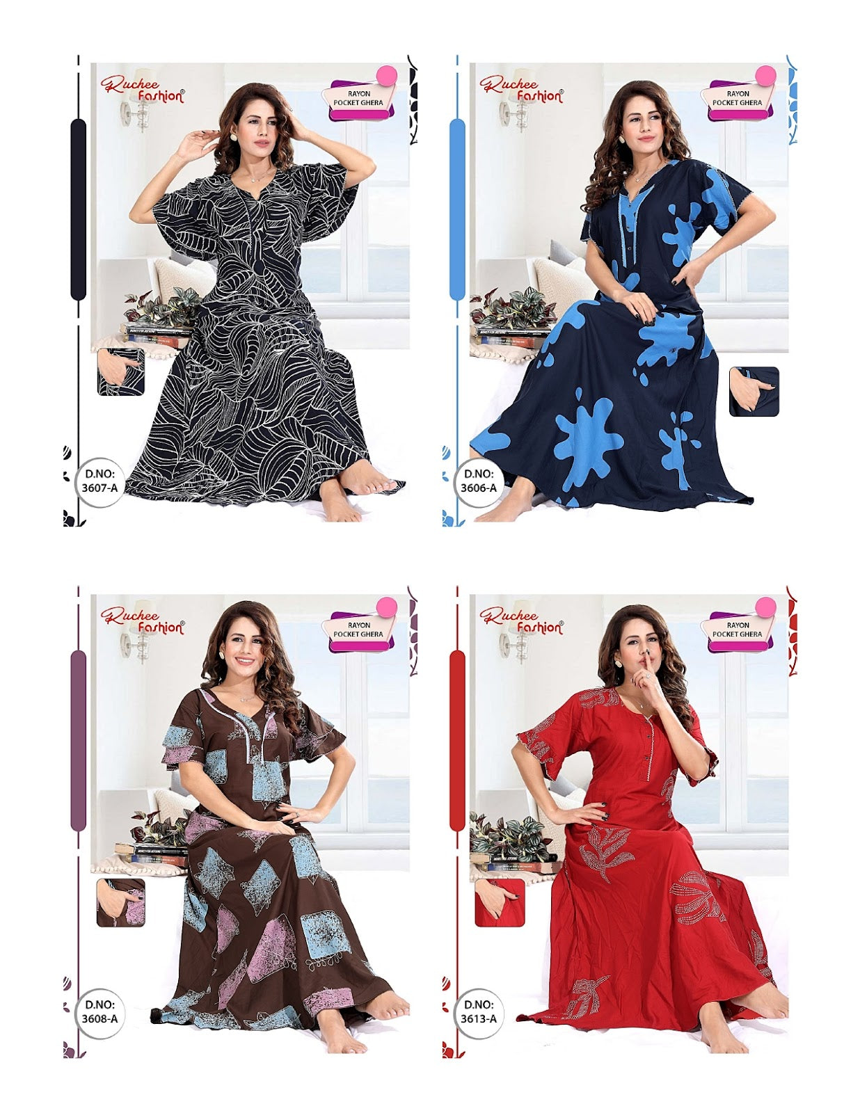 Rayon Ghera 1308 Ruchee Fashion Night Gowns Supplier