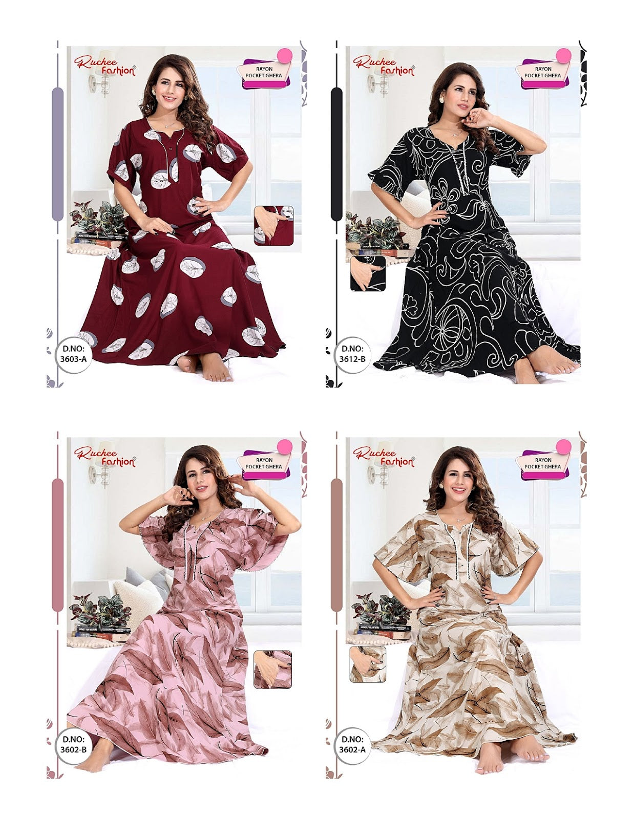 Rayon Ghera 1308 Ruchee Fashion Night Gowns Supplier