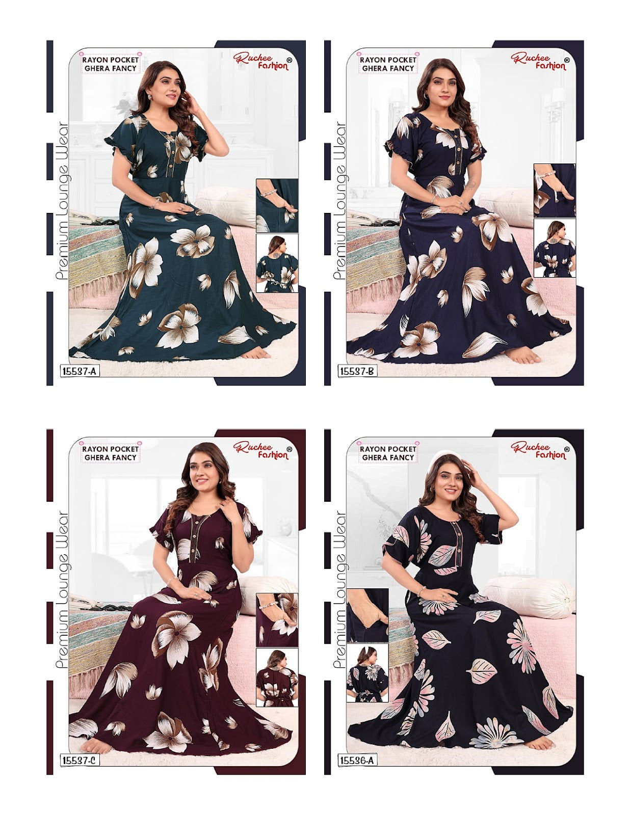 Rayon Ghera 1908 Ruchee Fashion Night Gowns Wholesaler Gujarat