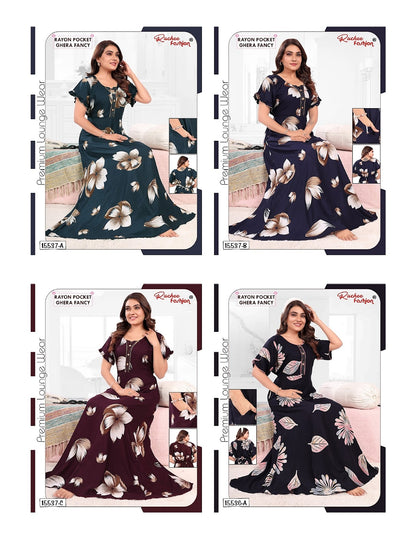 Rayon Ghera 1908 Ruchee Fashion Night Gowns Wholesaler Gujarat