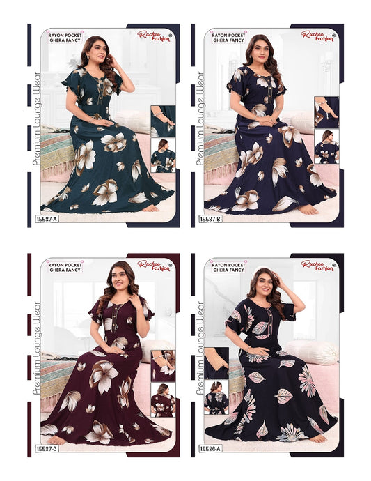 Rayon Ghera 1908 Ruchee Fashion Night Gowns Wholesaler Gujarat