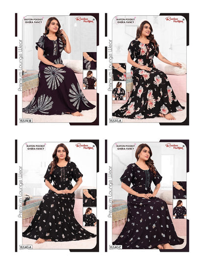 Rayon Ghera 1908 Ruchee Fashion Night Gowns Wholesaler Gujarat