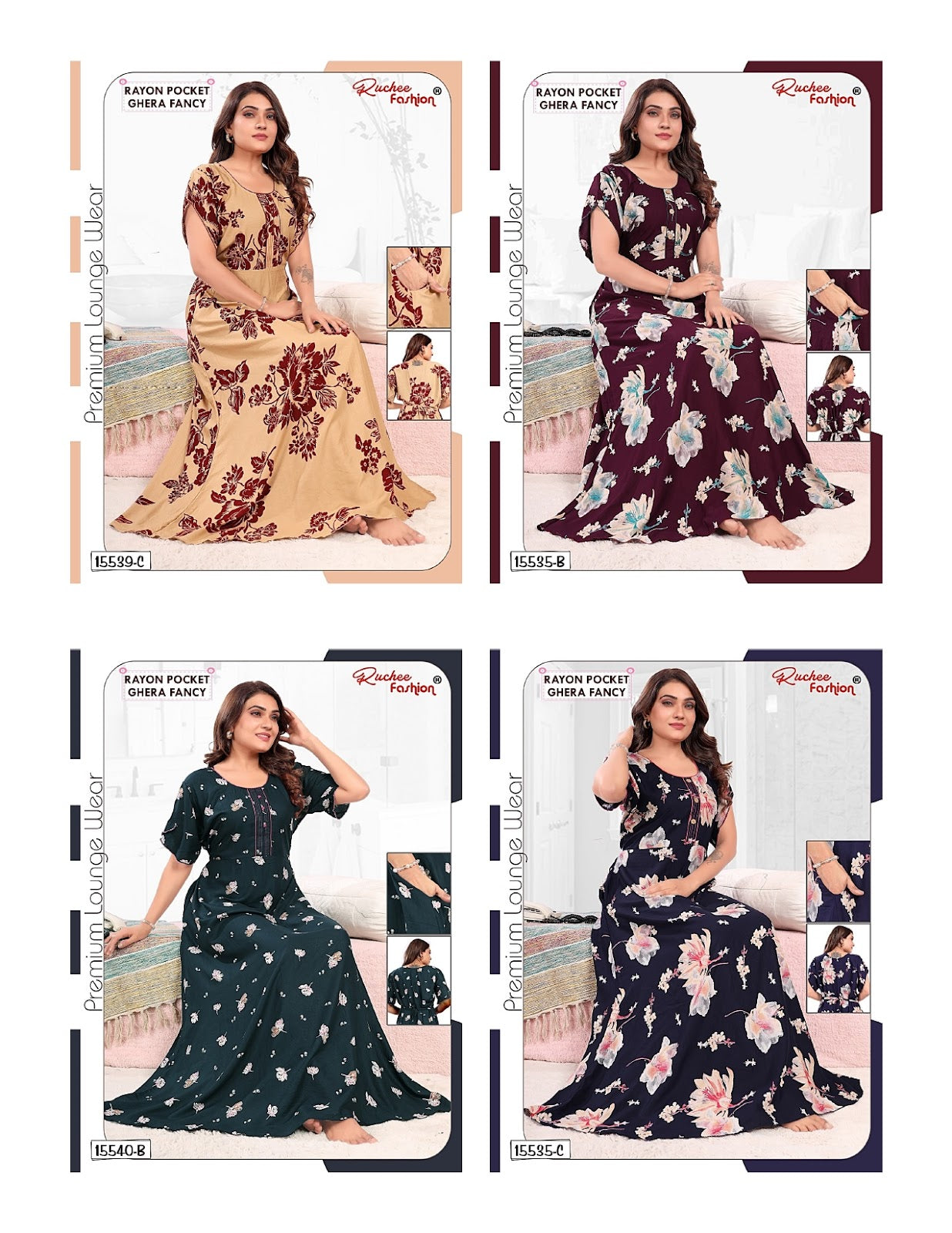 Rayon Ghera 1908 Ruchee Fashion Night Gowns Wholesaler Gujarat