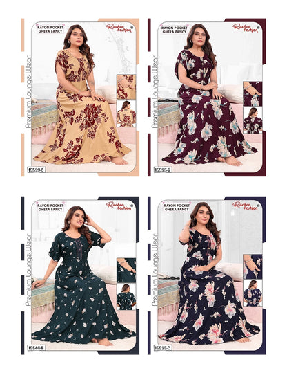 Rayon Ghera 1908 Ruchee Fashion Night Gowns Wholesaler Gujarat