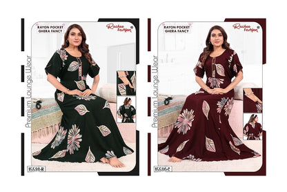 Rayon Ghera 1908 Ruchee Fashion Night Gowns Wholesaler Gujarat