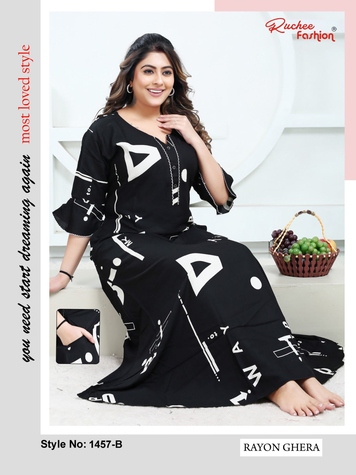 Rayon Ghera 2301 Ruchee Fashion Night Gowns Supplier
