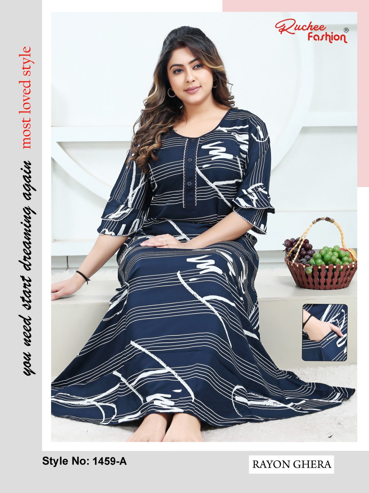 Rayon Ghera 2301 Ruchee Fashion Night Gowns Supplier