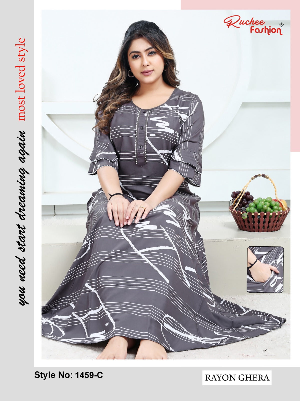 Rayon Ghera 2301 Ruchee Fashion Night Gowns Supplier