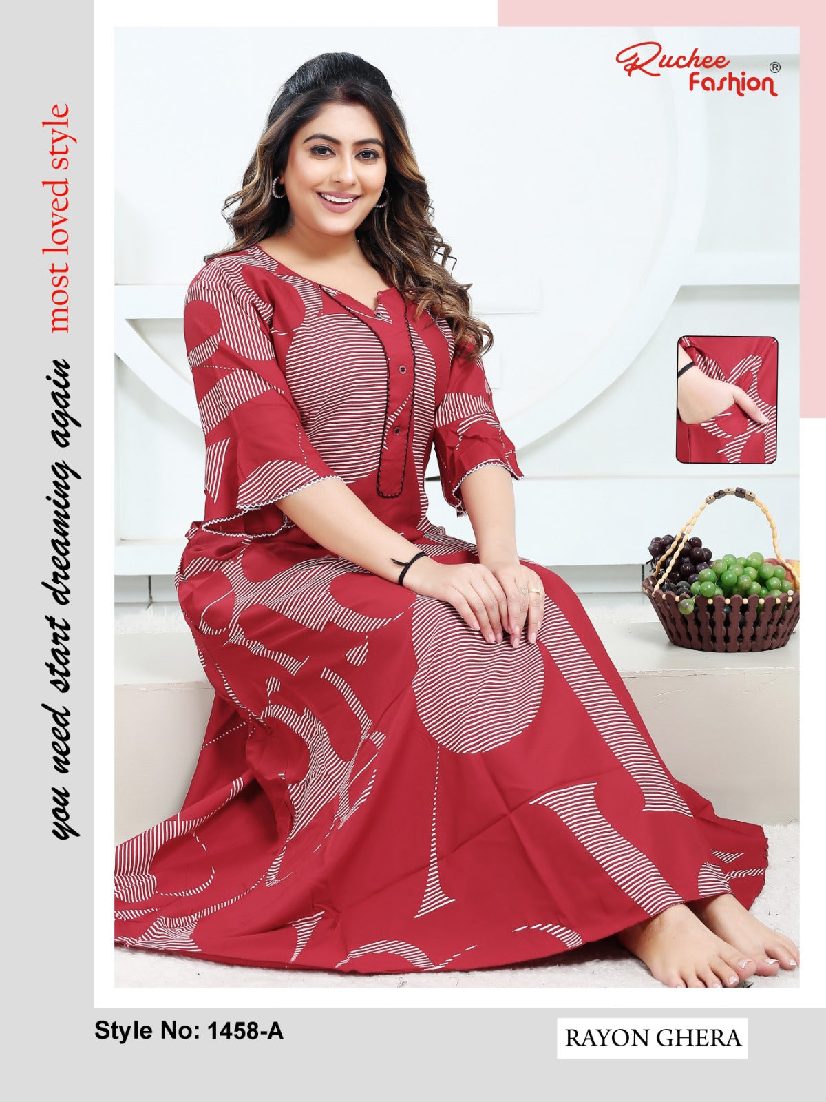 Rayon Ghera 2301 Ruchee Fashion Night Gowns Supplier