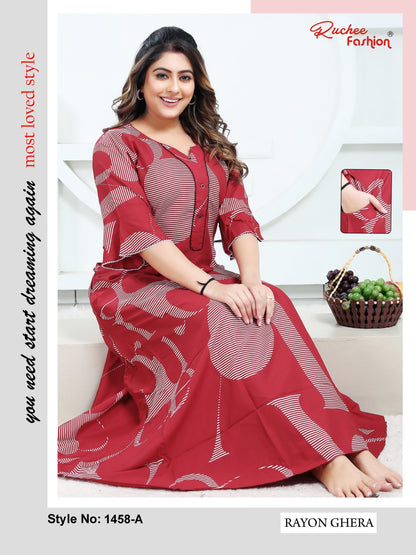 Rayon Ghera 2301 Ruchee Fashion Night Gowns Supplier