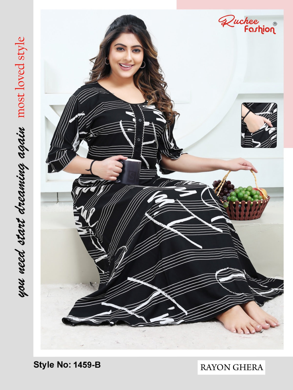 Rayon Ghera 2301 Ruchee Fashion Night Gowns Supplier