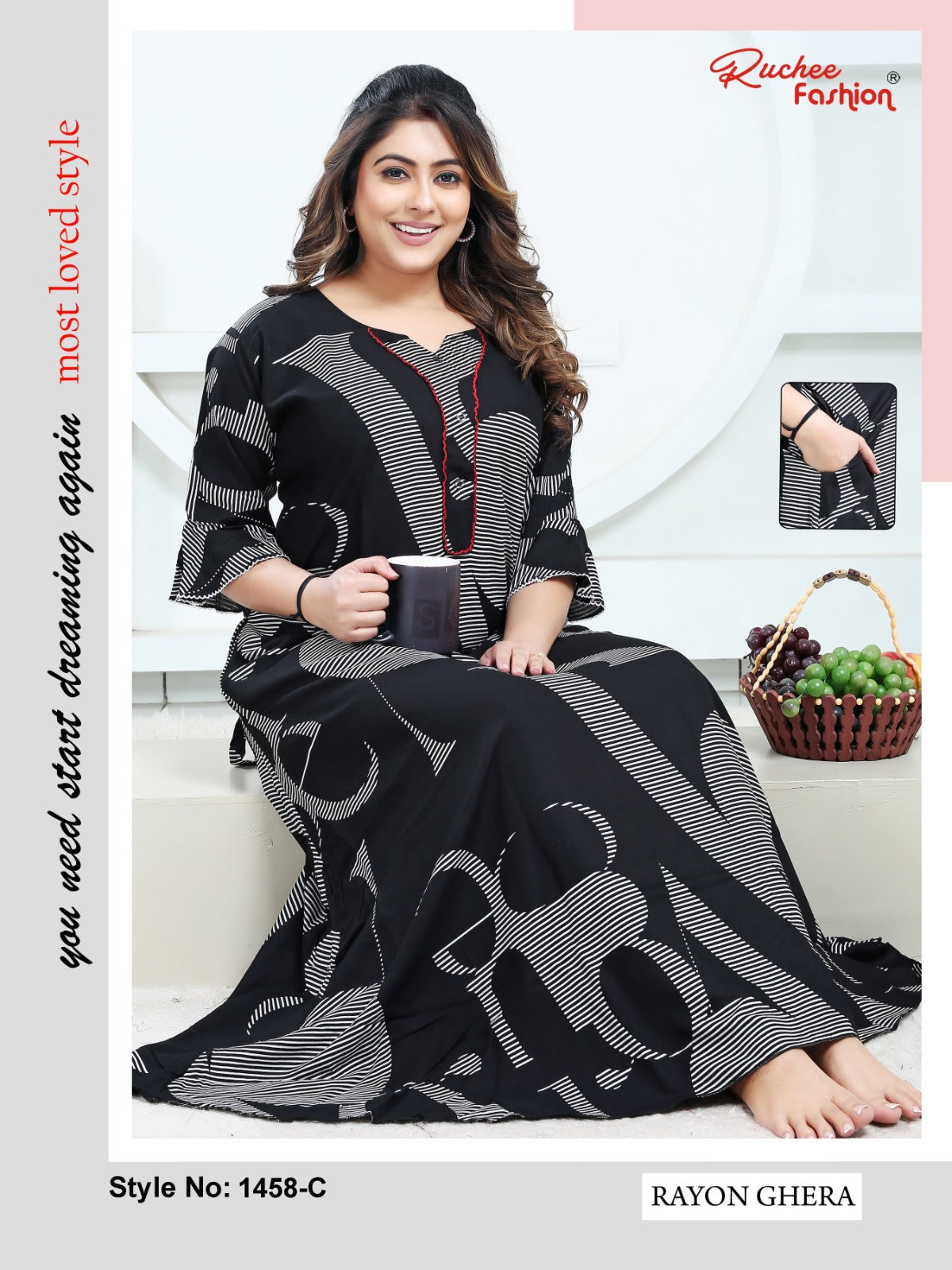 Rayon Ghera 2301 Ruchee Fashion Night Gowns Supplier