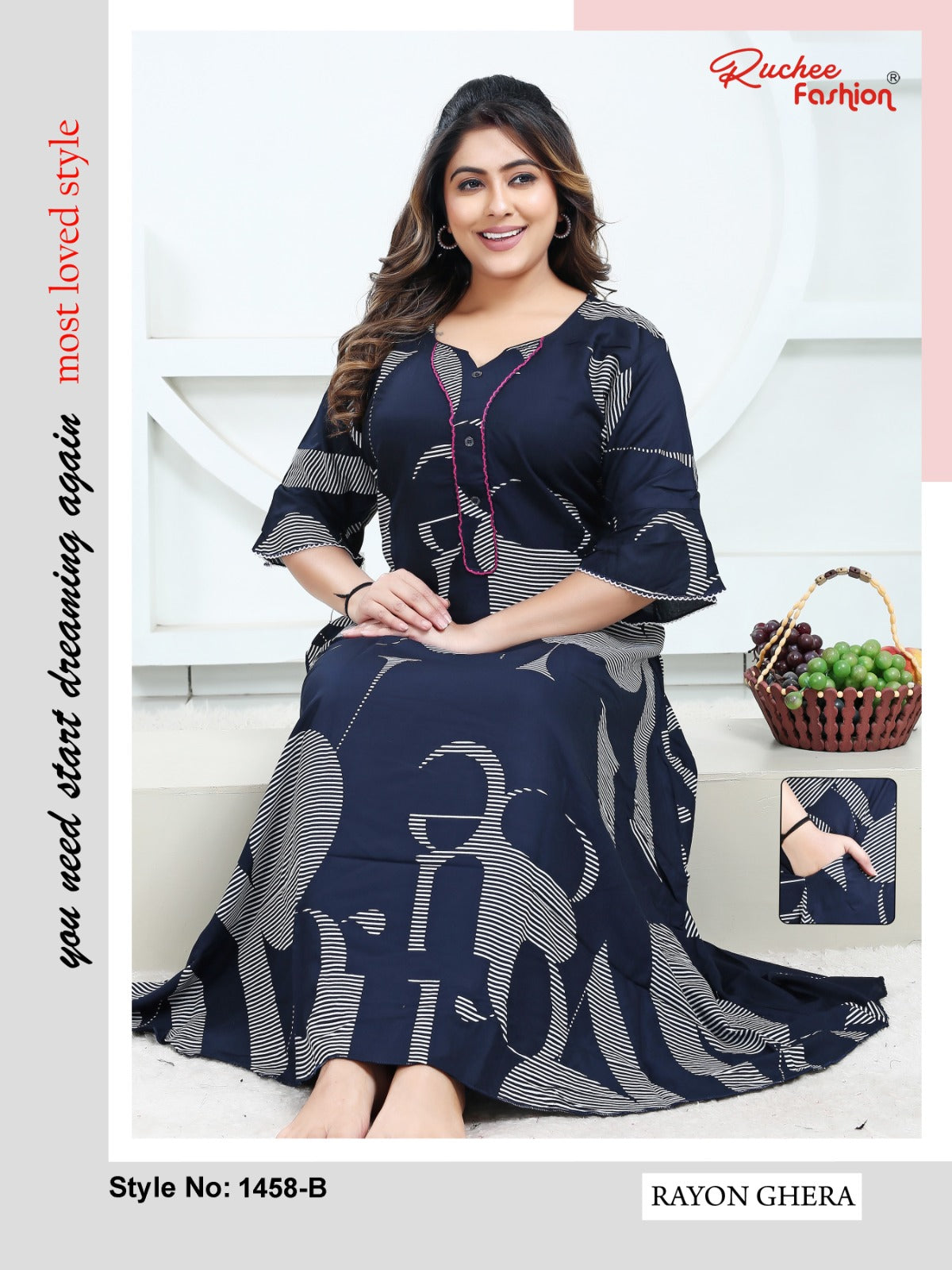 Rayon Ghera 2301 Ruchee Fashion Night Gowns Supplier