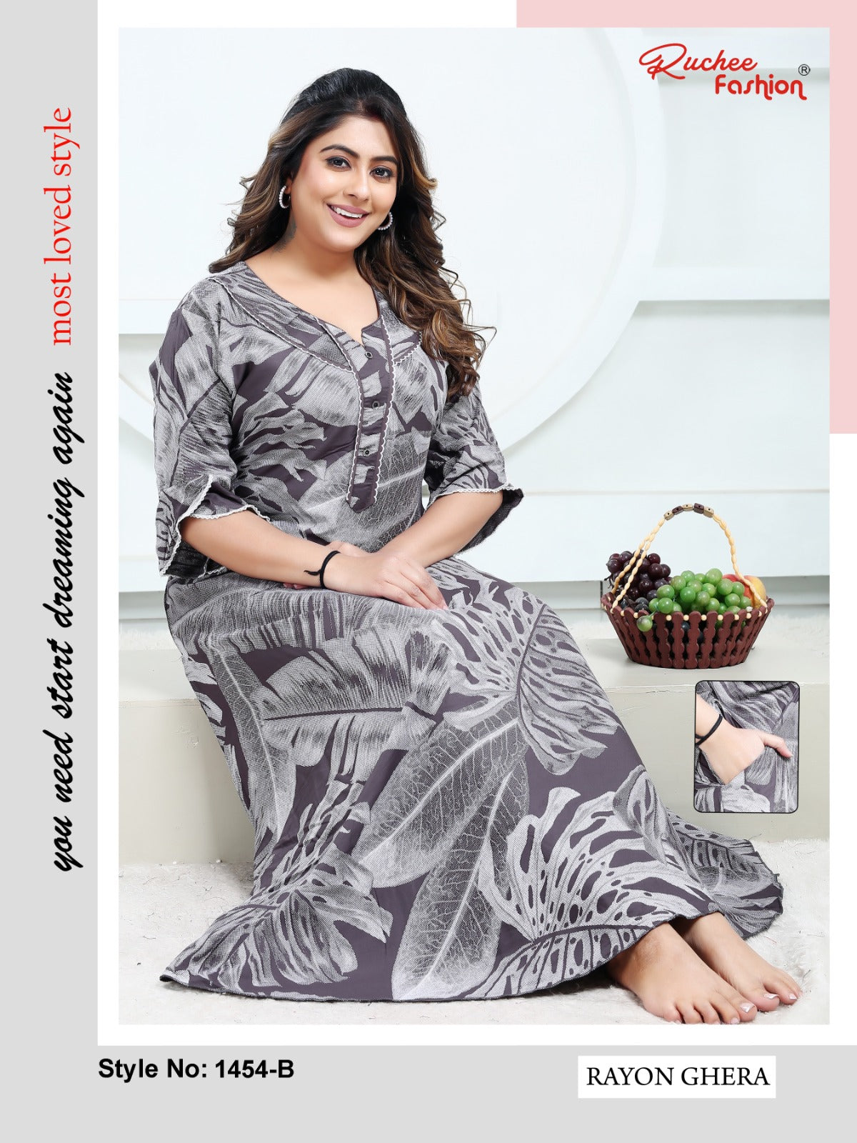 Rayon Ghera 2301 Ruchee Fashion Night Gowns Supplier