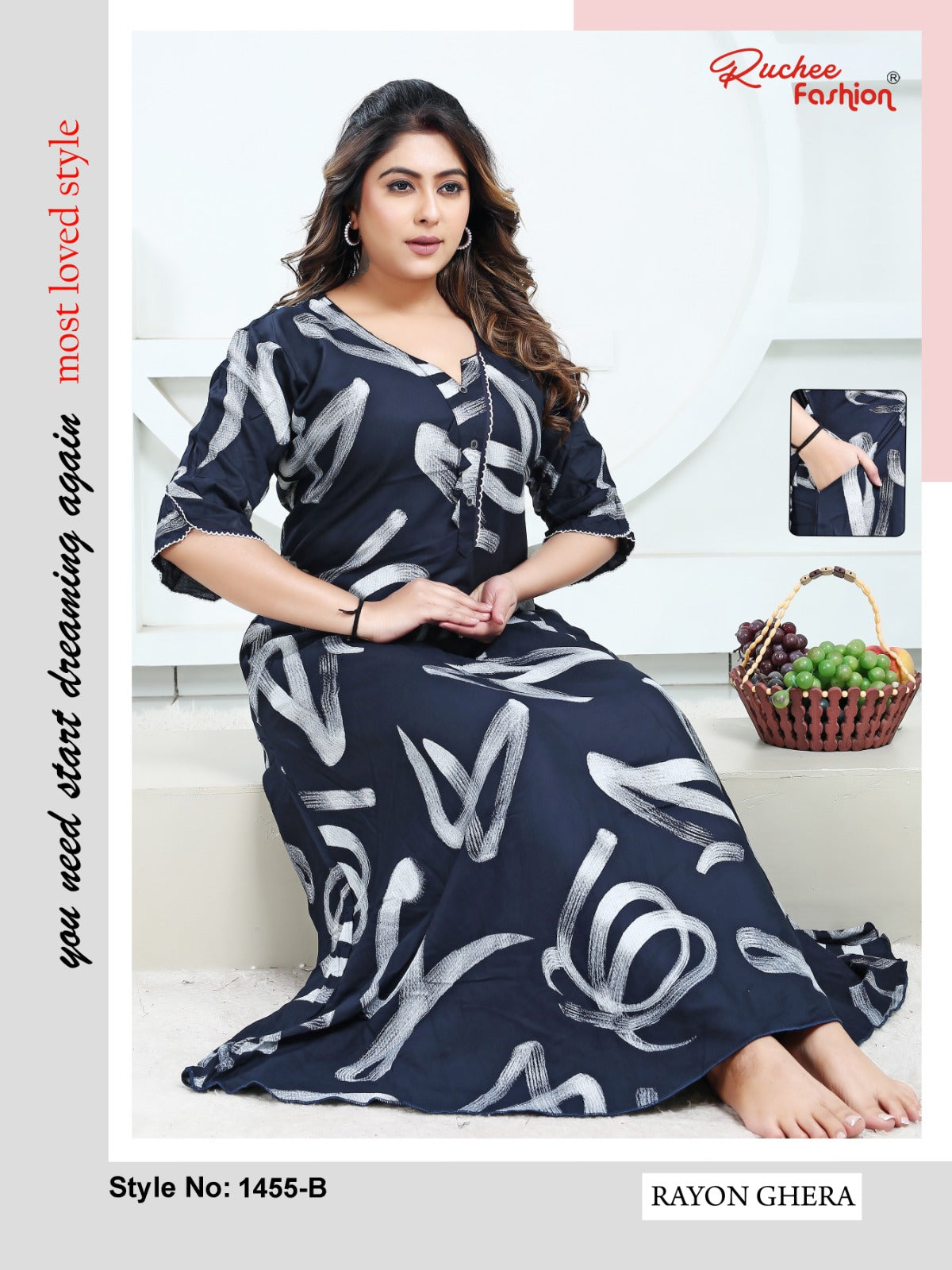 Rayon Ghera 2301 Ruchee Fashion Night Gowns Supplier