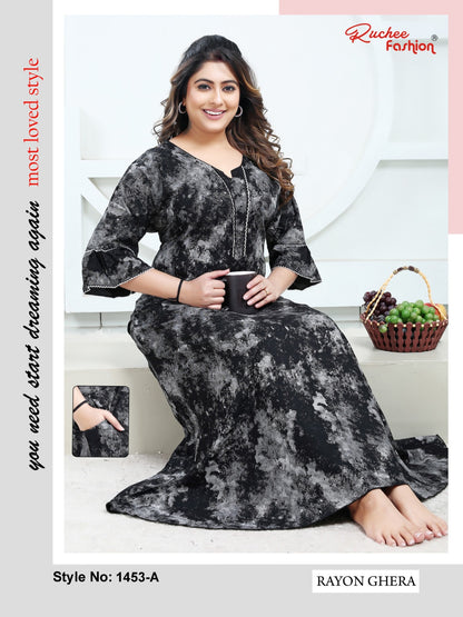 Rayon Ghera 2301 Ruchee Fashion Night Gowns Supplier