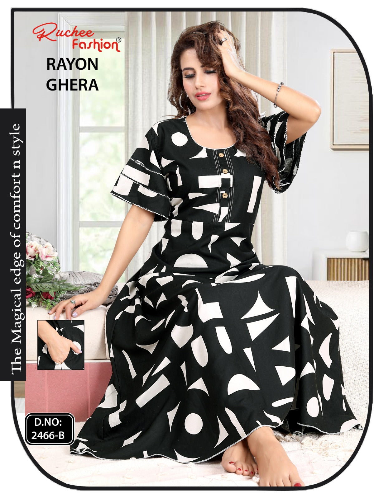 Rayon Ghera 301224 Ruchee Fashion Night Gowns Wholesaler Ahmedabad