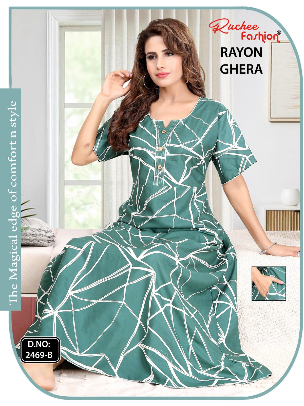 Rayon Ghera 301224 Ruchee Fashion Night Gowns Wholesaler Ahmedabad