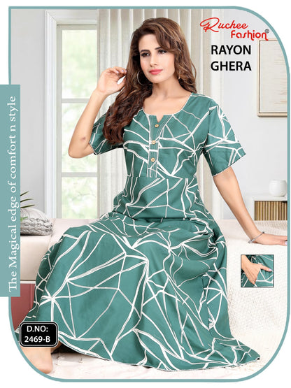 Rayon Ghera 301224 Ruchee Fashion Night Gowns Wholesaler Ahmedabad